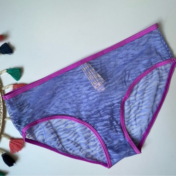 Victoria's Secret VTG Extra Low Rise Mesh Hiphugger Panty Purple Zebra Small NEW - Picture 3 of 4